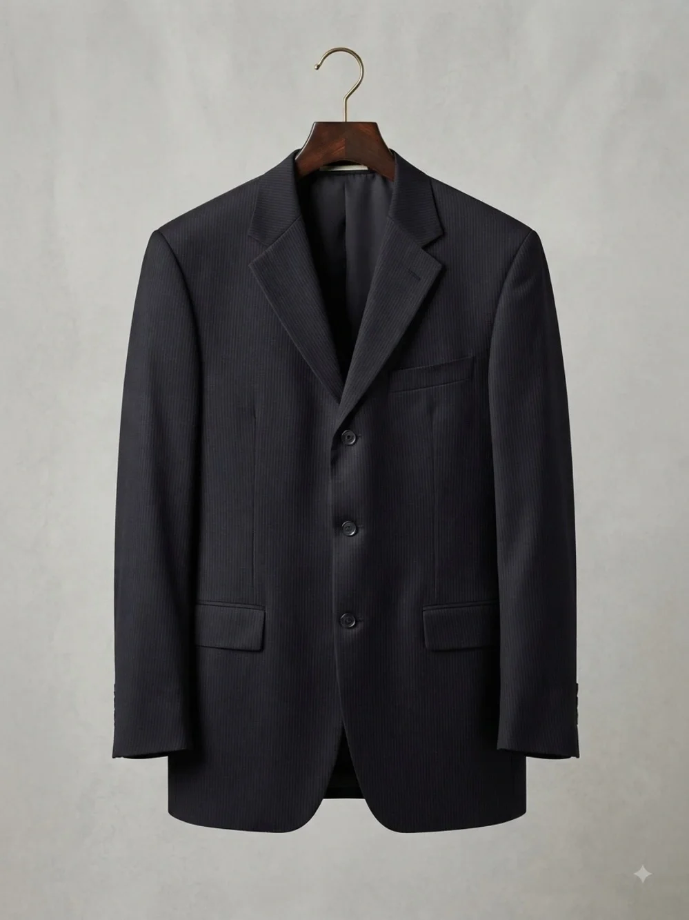 Burberry Black Pinstripe Wool Suit Jacket and Pants